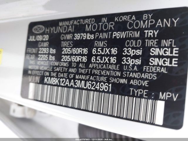 2021 HYUNDAI KONA KM8K12AA3MU624961 Photo 8