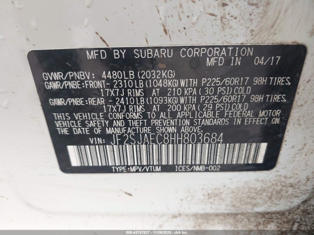 2017 SUBARU FORESTER JF2SJAEC8HH803684 Photo 8