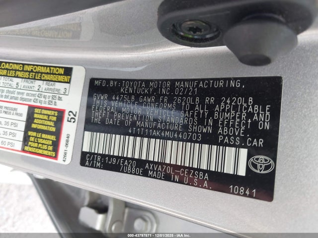 4T1T11AK4MU440703 Toyota CAMRY SE