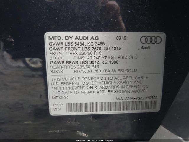 2019 AUDI Q5 WA1ANAFY3K2076502 Photo 8