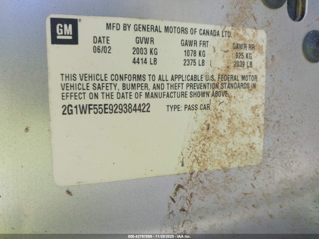 2002 CHEVROLET IMPALA 2G1WF55E929384422 Photo 8