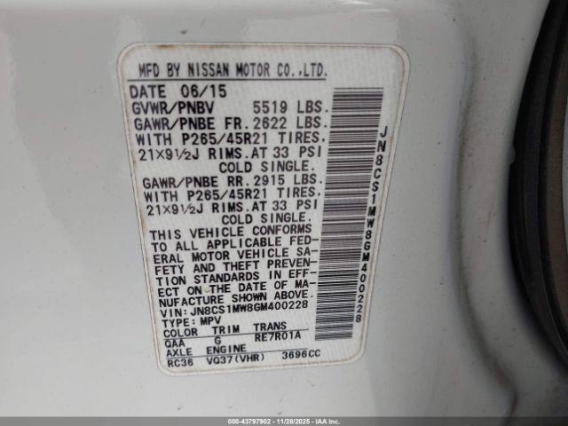 2016 INFINITI QX70 JN8CS1MW8GM400228 Photo 8