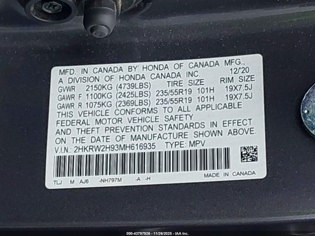 2021 HONDA CR-V 2HKRW2H93MH616935 Photo 8