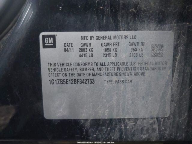 2011 CHEVROLET MALIBU 1G1ZB5E12BF342753 Photo 8