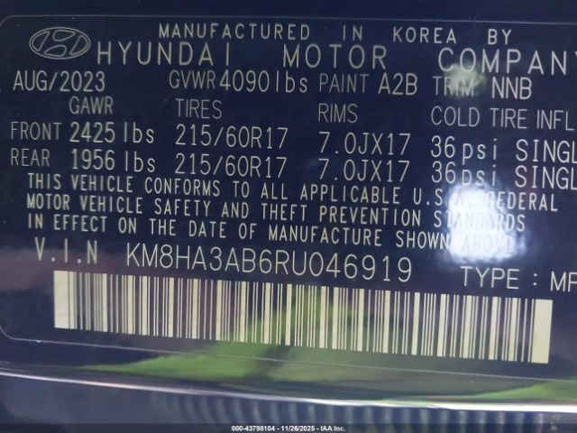 2024 HYUNDAI KONA KM8HA3AB6RU046919 Photo 8