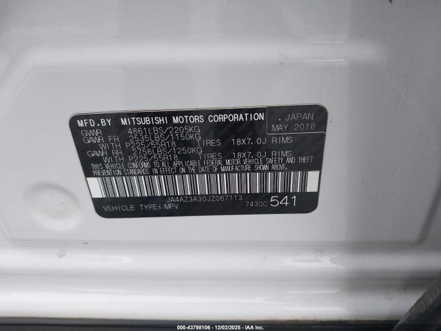 2018 MITSUBISHI OUTLANDER JA4AZ3A30JZ067113 Photo 8