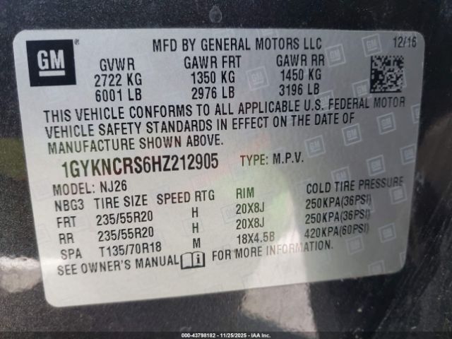 2017 CADILLAC XT5 1GYKNCRS6HZ212905 Photo 8