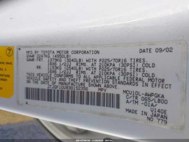 2003 LEXUS RX 300 JTJGF10U830152356 Photo 8