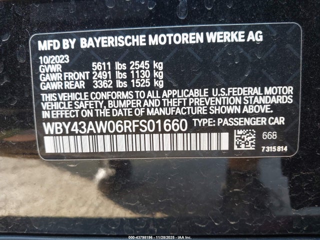 WBY43AW06RFS01660 BMW I4 Gran Coupe Edrive35
