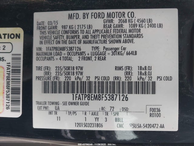 Ford Mustang V6 2015 1FATP8EM8F5387126 Image 9