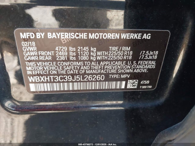 Aukcja sprzedaży 2018 Bmw X1 Xdrive28i, vin: WBXHT3C39J5L26260, numer aukcji: 43798272