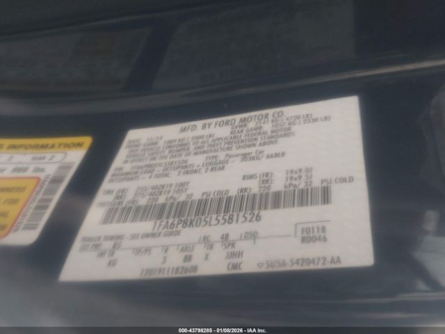 2020 FORD MUSTANG 1FA6P8K05L5581526 Photo 8