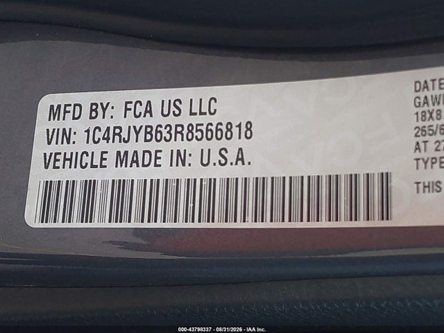 2024 Jeep Grand Cherokee 4xe მანქანა იყიდება აუქციონზე, vin: 1C4RJYB63R8566818, აუქციონის ნომერი: 43798337