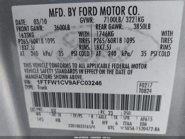 2010 FORD F-150 1FTFW1CV9AFC03246 Photo 8