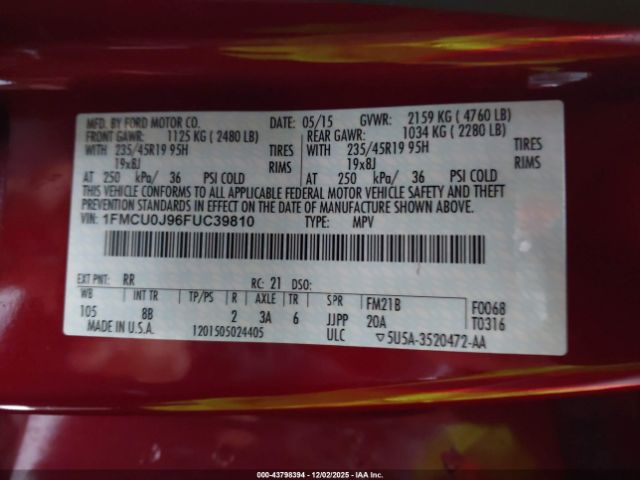 2015 FORD ESCAPE 1FMCU0J96FUC39810 Photo 8