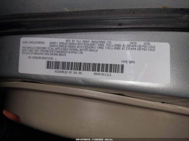 2006 SUBARU OUTBACK 4S4BL86C664212155 Photo 8
