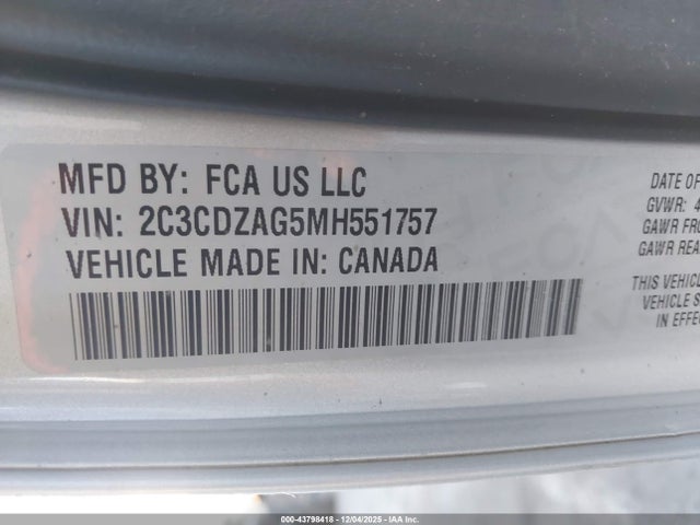 Dodge Challenger Sxt 2021 2C3CDZAG5MH551757 Image 9