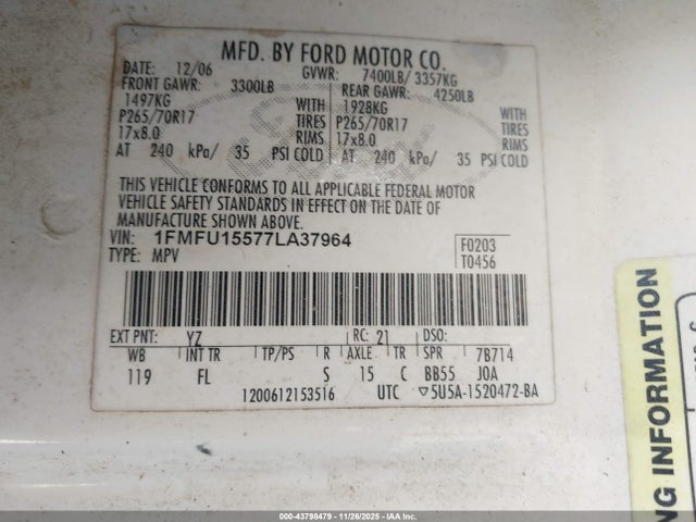 2007 FORD EXPEDITION 1FMFU15577LA37964 Photo 8