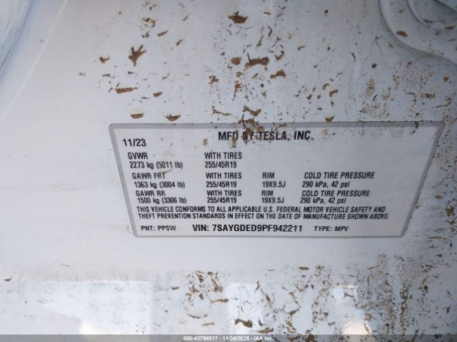 2023 TESLA MODEL Y 7SAYGDED9PF942211 Photo 8