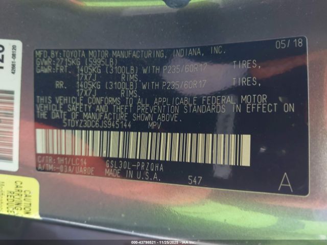 2018 TOYOTA SIENNA 5TDYZ3DC6JS945144 Photo 8