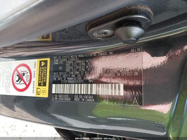 Aukcja sprzedaży 2010 Lexus Rx 350, vin: 2T2ZK1BAXAC035970, numer aukcji: 43798545