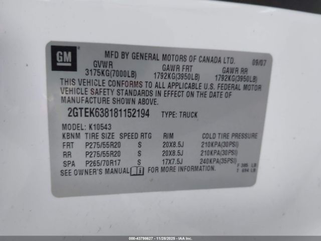 2008 GMC SIERRA 1500 2GTEK638181152194 Photo 8