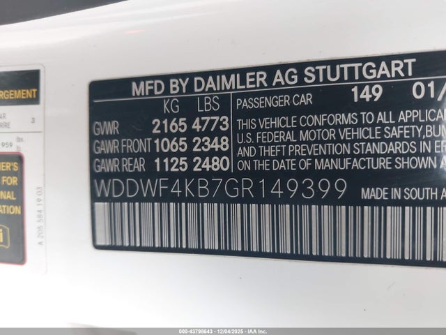 2016 Mercedes-benz C 300 Sport 4matic მანქანა იყიდება აუქციონზე, vin: WDDWF4KB7GR149399, აუქციონის ნომერი: 43798643
