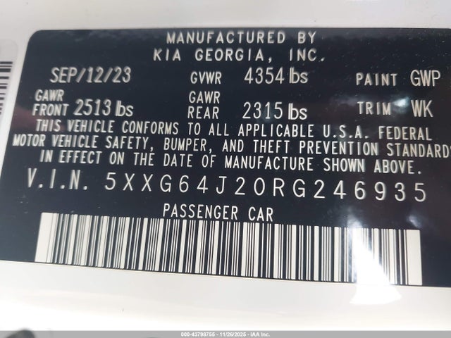 2024 KIA K5 5XXG64J20RG246935 Photo 8