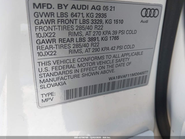 2021 AUDI Q8 WA1BVAF11MD040077 Photo 8