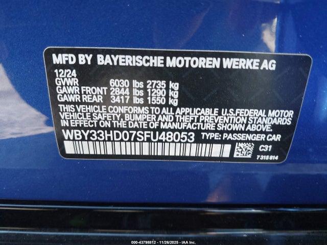 WBY33HD07SFU48053 BMW I4 Gran Coupe M50