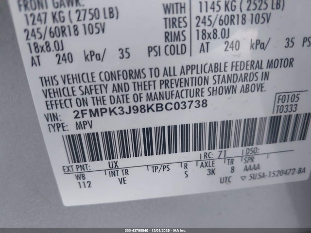 Ford EDGE SEL 2019 2FMPK3J98KBC03738 Image 25