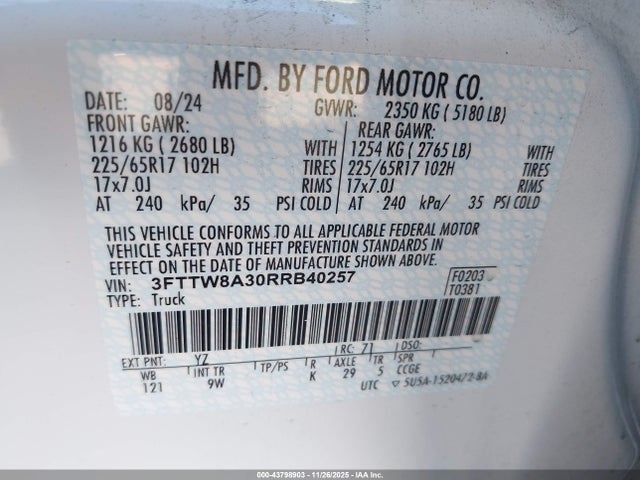 Ford Maverick Xl 2024 3FTTW8A30RRB40257 Image 9
