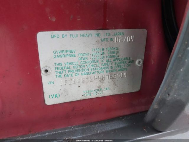 2004 SUBARU FORESTER JF1SG63644H763014 Photo 8