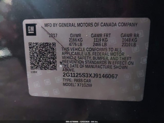 2018 CHEVROLET IMPALA 2G1125S3XJ9146067 Photo 8