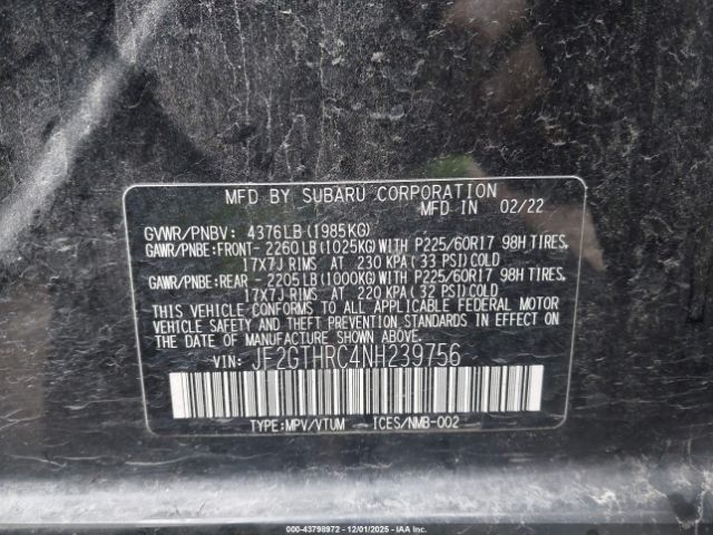 2022 SUBARU CROSSTREK JF2GTHRC4NH239756 Photo 8