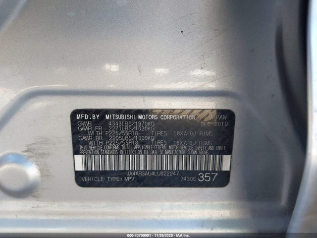 2020 MITSUBISHI OUTLANDER SPORT JA4AR3AU4LU022247 Photo 8