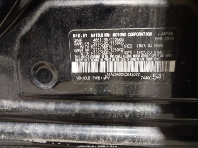 2019 MITSUBISHI OUTLANDER JA4AZ3A32KZ042022 Photo 8