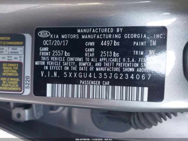 2018 KIA OPTIMA 5XXGU4L35JG234067 Photo 8
