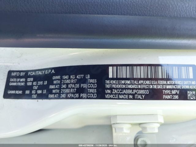 2018 JEEP RENEGADE ZACCJABB6JPG98933 Photo 8