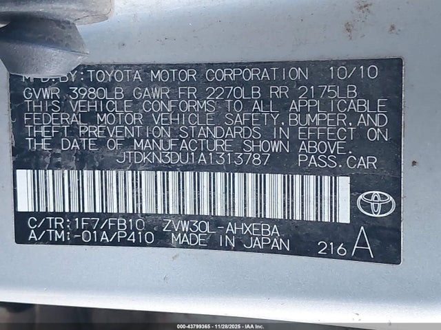 2010 Toyota Prius Ii მანქანა იყიდება აუქციონზე, vin: JTDKN3DU1A1313787, აუქციონის ნომერი: 43799365