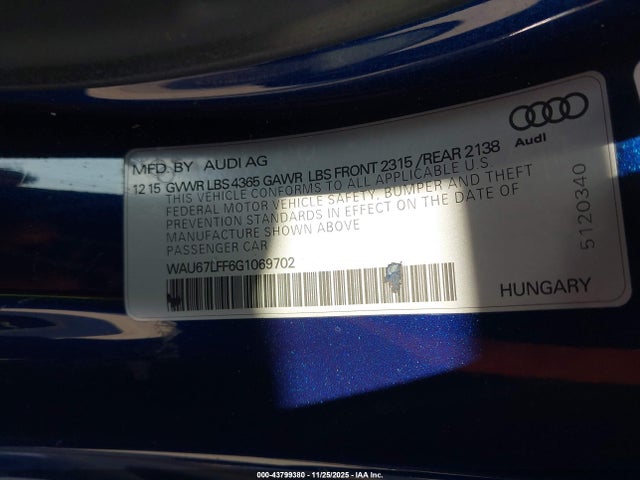 2016 AUDI A3 WAU67LFF6G1069702 Photo 8