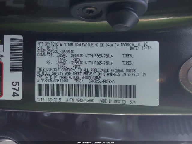 3TMAZ5CN4GM011461 Toyota Tacoma Trd Off Road