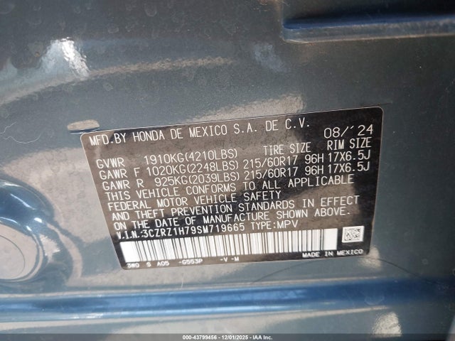 3CZRZ1H79SM719665 Honda Hr-v 2wd Ex-l