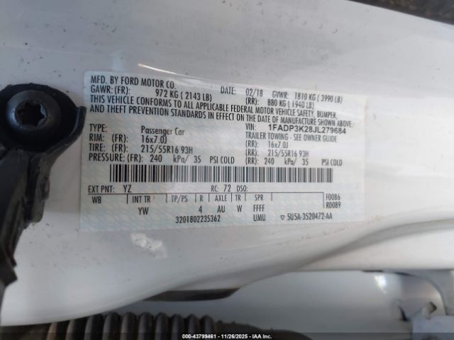 2018 FORD FOCUS 1FADP3K28JL279684 Photo 8
