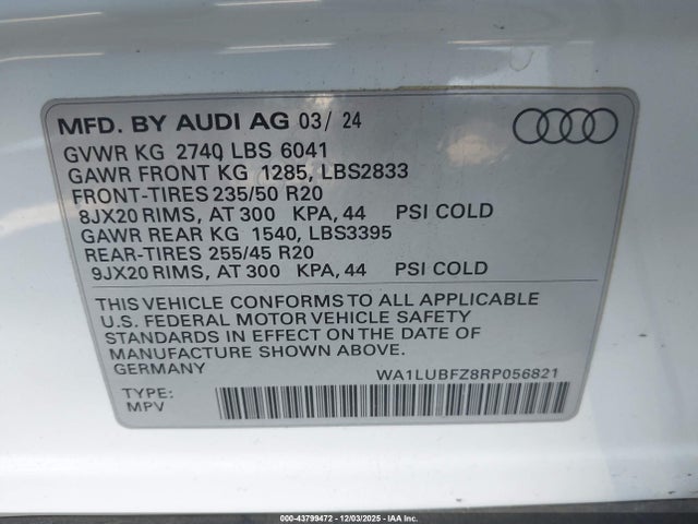 2024 AUDI Q4 E-TRON WA1LUBFZ8RP056821 Photo 8