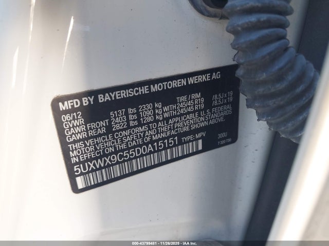 Aukcja sprzedaży 2013 Bmw X3 Xdrive28i, vin: 5UXWX9C55D0A15151, numer aukcji: 43799481
