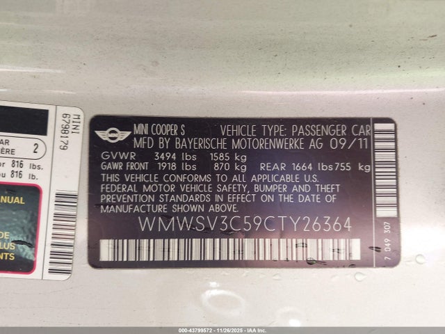 2012 MINI COOPER S WMWSV3C59CTY26364 Photo 8