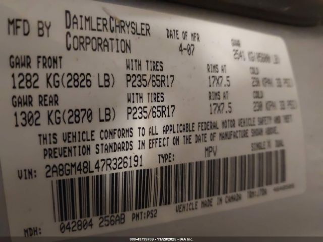 2007 CHRYSLER PACIFICA 2A8GM48L47R326191 Photo 8