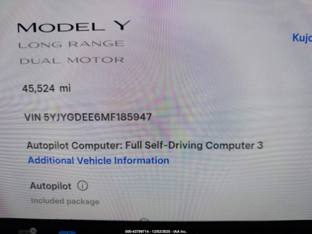 2021 TESLA MODEL Y 5YJYGDEE6MF185947 Photo 6