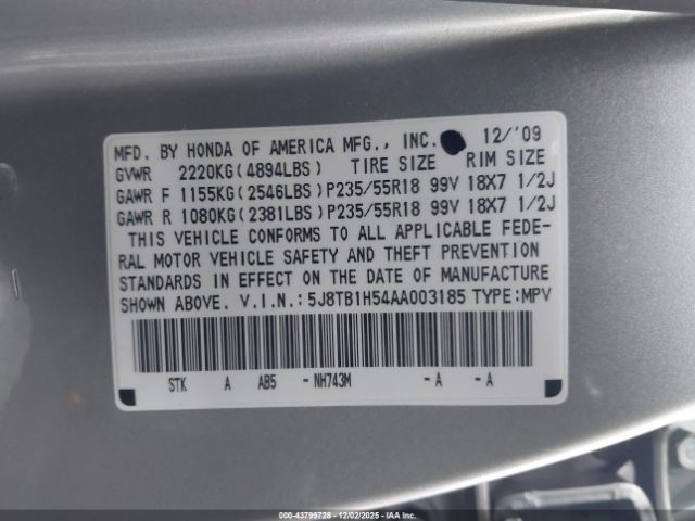 2010 ACURA RDX 5J8TB1H54AA003185 Photo 8